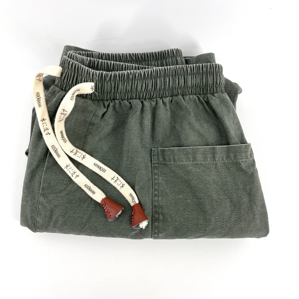 Kiduriman Mens Asian 4XL Green Cotton Canvas Drawstring Elastic Waist Pants
